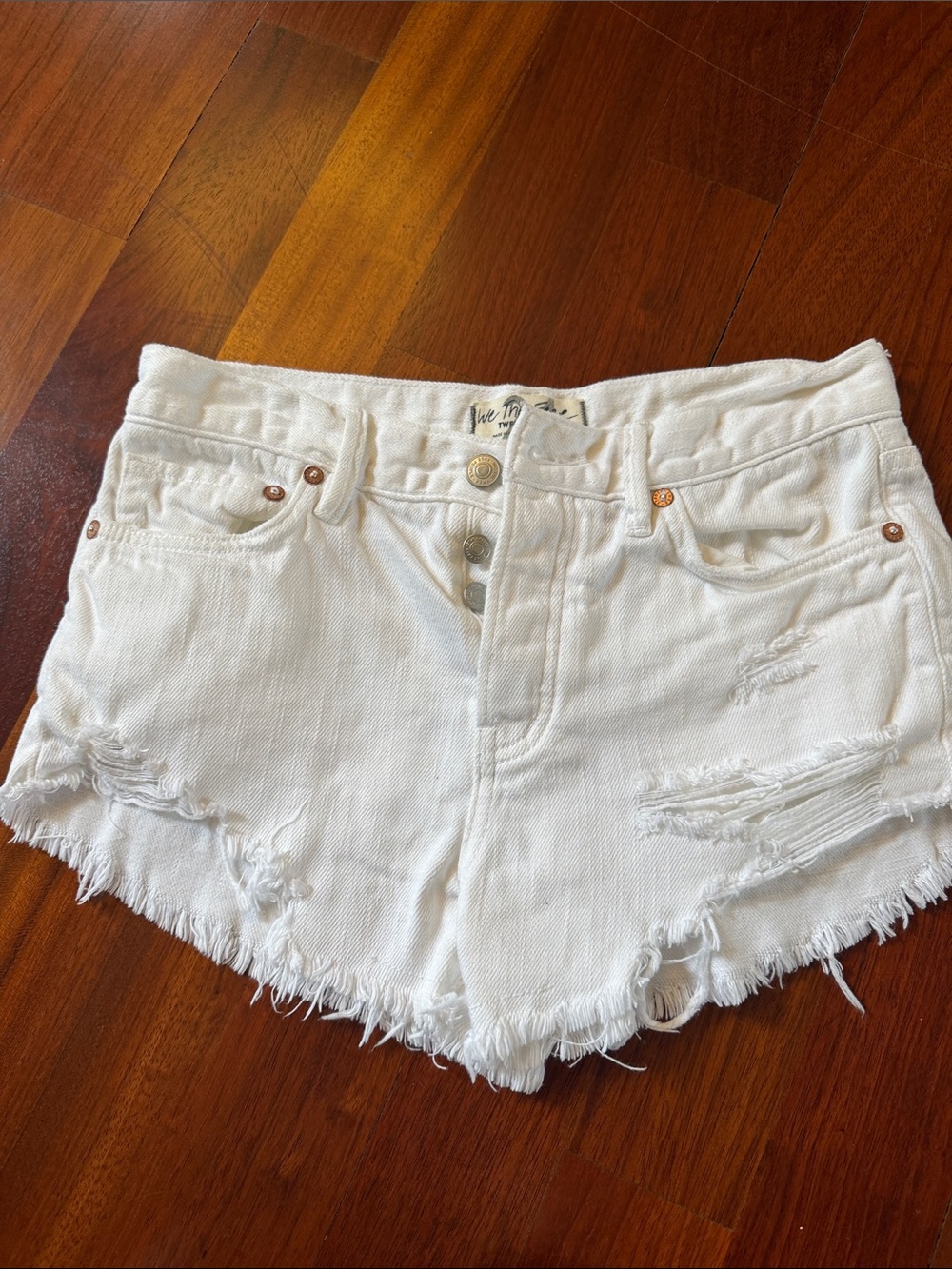 White Distressed Denim Shorts - Women's Summer Cutoffs